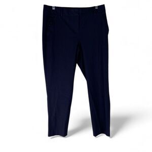 Talbots Pants Women’s Navy Blue Ruffle Pocket Ankle Straight Leg Career Work 10